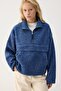 Plush Sweatshirt with Front Pockets and Standing Collar - 2