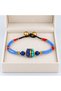 Blue Red Beaded Gold Detailed Ethnic Design Drawstring Women's Bracelet - 3