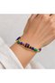 Navy Blue Green Beaded Double Row Bracelet with Gold Detail Ethnic Design Women's Accessory