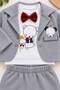 Baby boy teddy bear embroidered bow tie jacket, sweatshirt and pants 3-piece set for holidays 0-3-6 months - 4