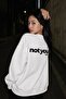 Unisex Oversize Sweatshirt Not You Again Printed White – Crew Neck, 3 Thread Raster Fleece - 4