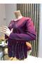 Women's Middle Age and Above Laser Cut Aden Shiny Winter Mother's Cotton Dress - 3