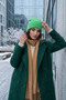 Women's Winter Knitwear Beanie Plain Knit Fold Detailed Soft Textured Beanie - 3