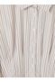 Brown Striped Pleated Women's Shirt - 8