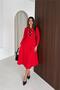 Women's Red Button Detailed Long Sleeve A-Line Midi Dress Nbk5022