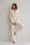 Women's Shirt Collar Buttoned Nightwear White Pajama Set - 5