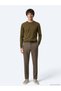 Oil Green Plain Knit Wool Blend Sweater - 4