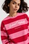 Women's Pink Red Striped District Originals Printed Oversize Sweatshirt – 3 Thread Without Threaded Edges - 5