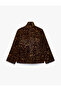 Patterned Buttoned Pocketed Long Sleeve Stand Collar Jacket - 2