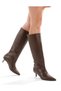 Women's Zipperless Pull-On Boots with Studded Heel, Stitched Heel, 5 cm Heel Height