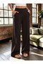 Women's high-waisted, imported crepe pants with front ruching and wide leg. - 4