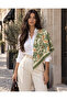 Choose Your Style Khaki Anatolian Tulip Patterned Lace Embroidery Cut Scarf / Bandana 70 X 70 cm