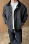 Tartu Double Color Shirt Collar Zippered Wide Men's Cashmere Jacket - 6