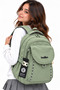 Water Resistant Fabric School Bag Unisex Daily School Backpack 2602 Khaki