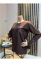 Women's Middle Age and Above Lavinia Floral Detailed Winter Mother's Combed Cotton Blouse - 2