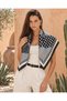 Choose Your Style Black and White Geometric Rhythm Patterned Lace Embroidery Cut Scarf / Bandana 70 X 70 cm - 4
