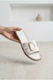 Women's Metal Buckle Flat Slippers, Blunt Toe, Comfortable Sole, Stylish Daily Summer Slippers, Sandals - 3