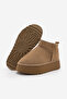Women's Thick Sole Fur Lined Ankle Boots Tefis Camel Suede - 7