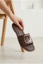 Women's Metal Buckle Flat Slippers, Blunt Toe, Comfortable Sole, Stylish Daily Summer Slippers, Sandals - 3