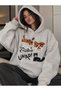 Women'S/Unisex Colorful Printed Gray Hooded Sweatshirt & Hoodie