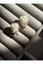 White Zircon Stone Rose Design Women's Earrings - Stylish Flower Motif Earrings
