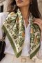 Choose Your Style Khaki Anatolian Tulip Patterned Lace Embroidery Cut Scarf / Bandana 70 X 70 cm - 3