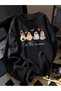 Unisex Black Ghosts Printed Crew Neck Sweatshirt Printed Premium Oversize T-Shirt