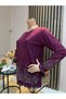 Women's Stylish Winter Blouse with Sparkling Stone Embroidery and Scallop Hem for Middle-Aged and Older Women - 2
