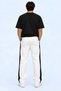 Unisex White Black Stripe Detailed Wide Leg Sweatpants - 3