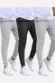 Set of 3 Unisex Regular Fit Ribbed Leggings in Black, Gray, Navy Blue, Colored Sweatpants, Sports Sweatpants