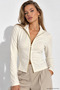 Women's Cream Double Zipper Body-Hugging Basic Cardigan