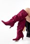 Zri̇n-20011 Premium Burgundy Suede Thin Heeled Women's Boots - 5