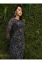 Crew Neck Digital Print Tulle Dress - 4