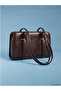 Brown Leather Look Double Strap Women's Shoulder Bag