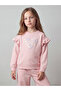 Pink Crew Neck Embroidered Girls' Set - 3