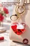10 Pieces Red Heart Keychain – Water Glitter Design Keychain, Plastic Material, 9 Cm, Gift for Lover