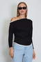 Garnili Boat Neck Draped Asymmetrical Cut Modal Blouse - 3