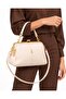 Women's Beige Metal Clip Three-Compartment Long Strap Hand and Shoulder Bag - 7