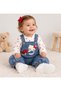 Denim Overalls Long Sleeve Top 2 Piece Set - 5