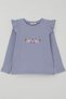 Girl's Long Sleeve Blouse with Floral Embroidery and Ruffle Detail on the Shoulder, Ages 2-6, Light Lilac - 4
