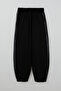 Girl's Sweatpants with Laces and Stripe Detail on the Sides and Pockets, Ages 7-12, Black
