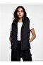 Black Hooded Women's Puffer Vest