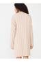 Women's Beige Stand Collar Comfortable Fit Ribbed Mini Knitwear Dress - 4