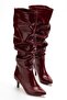 Zri̇n-20011 Premium Burgundy Wrinkled Thin Heeled Women's Boots - 4