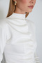 Pleated Front High Neck Blouse with Draped Sides - 6
