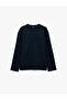 Long Sleeve Comfortable Fit Viscose Blend Half-Zip Sweatshirt
