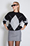Baklava Patterned Oversize Sweater - 5