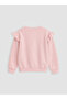 Ozmarka New Season Pink Ruffled Embroidered Girls' Thick Sweatshirt - 5