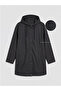 Black Hooded Women's Raincoat - 5