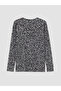 Two Mt Shop Quality Black Patterned Standard & Regular Long Sleeve Women's T-Shirt - 6